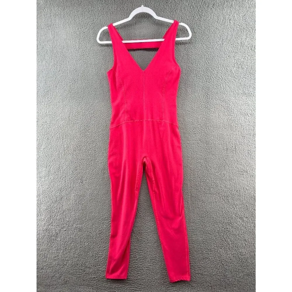 Free People Movement Never Better Strappy Back Active Jumpsuit Pink M